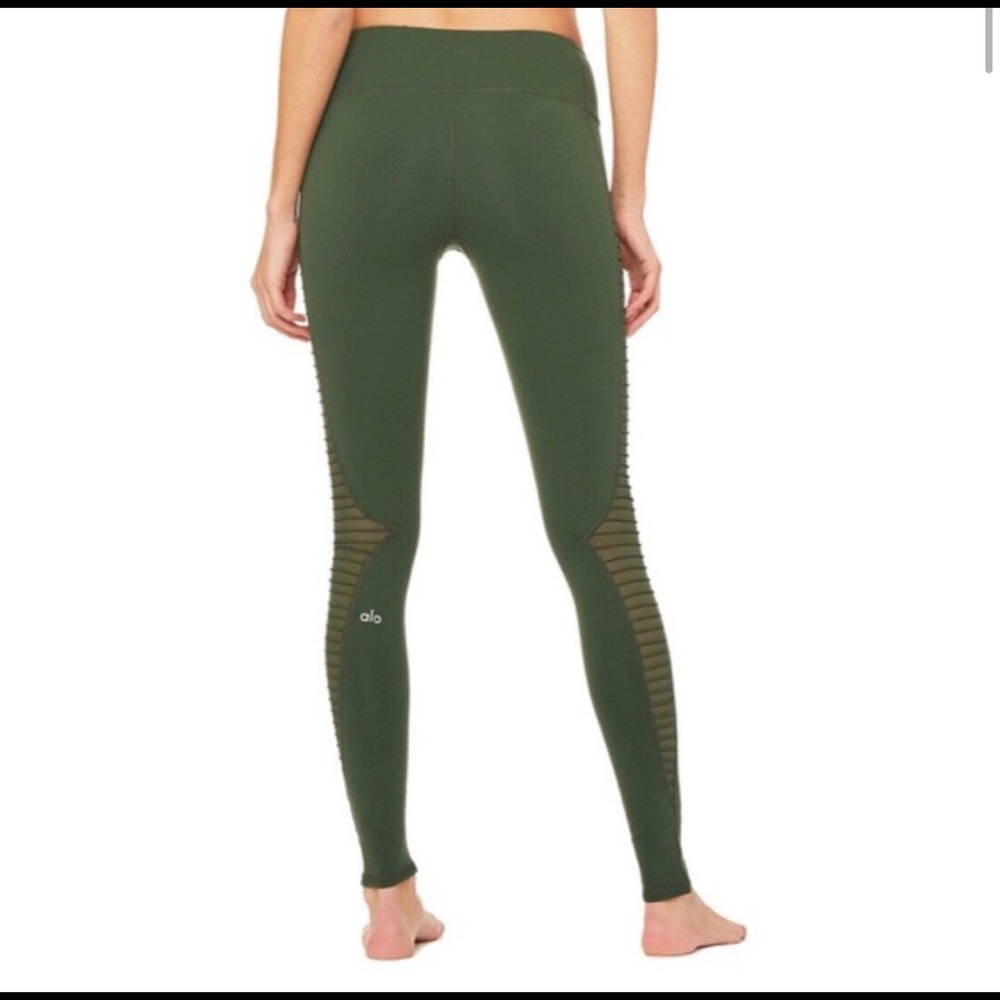 alo Leggings hunter green luminous mesh panels M - Picture 4 of 8
